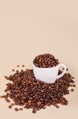 Coffee beans in a cup. 