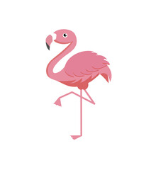 Cute flamingo illustration on a white background. Cartoon character. Vector illustration with flamingo for cards, case, textile, invitation, banners etc. 