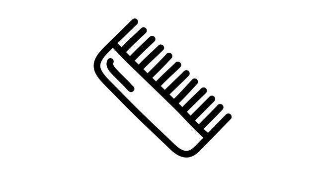Hairbrush icon animation. Motion graphics 4k video motion illustration sign. Outline doodle style alpha channel