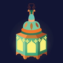 Eastern Arabic traditional portable lantern. Vector stock illustration.