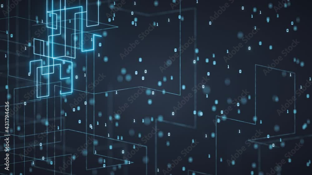 Poster abstract electrical lines with dark background, 3d rendering.