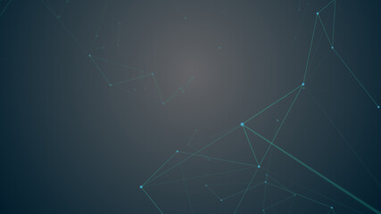 Abstract digital connection moving dots and lines. Technology background. Network connection structure. 3d render