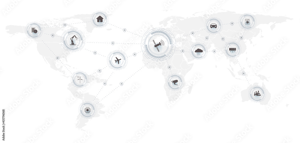 Leinwandbilder the internet of things (iot) and the cloud network concept for connected smart devices. spider netwo