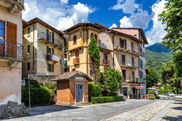Fototapeta na wymiar Old colorful houses in Cannobio, Italy.