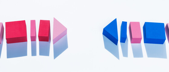 Fototapeta premium Collage of geometric shapes made of foam rubber in different colors