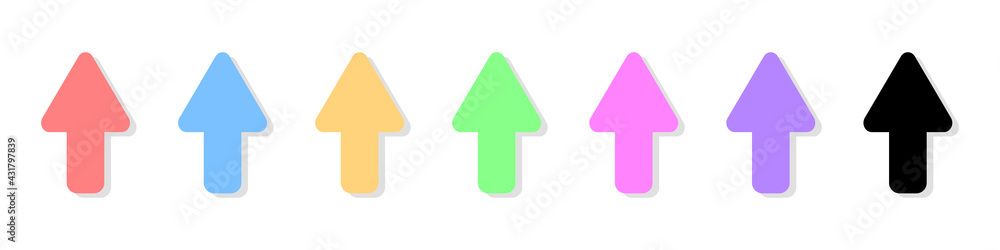 Poster upward pointing arrows set. vector set of simple icons of colored arrows pointing up. set of cursors