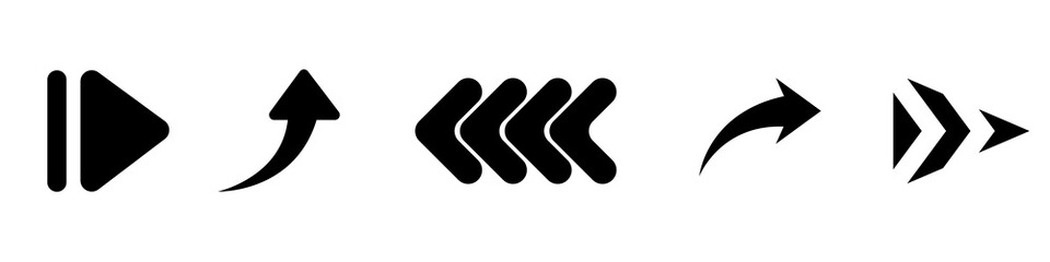 Arrows vector arrows set. Set of trendy black arrows isolated on white background in flat style. Arrow icons in different variations. Vector illustration.