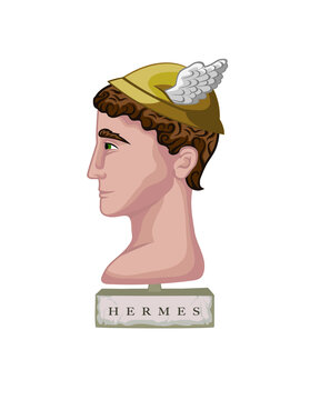 Vector illustration of a bust of Greek God Hermes
