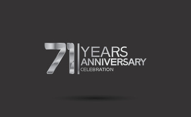 71 years anniversary logotype with silver color isolated on black background. vector can be use for company celebration purpose