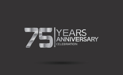 75 years anniversary logotype with silver color isolated on black background. vector can be use for company celebration purpose