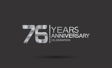 Obraz premium 76 years anniversary logotype with silver color isolated on black background. vector can be use for company celebration purpose