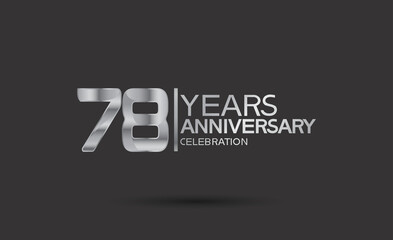 78 years anniversary logotype with silver color isolated on black background. vector can be use for company celebration purpose