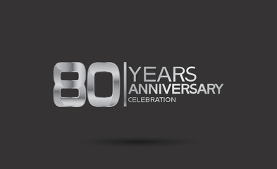 80 years anniversary logotype with silver color isolated on black background. vector can be use for company celebration purpose