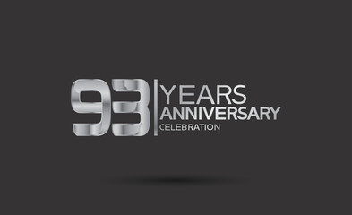 93 years anniversary logotype with silver color isolated on black background. vector can be use for company celebration purpose