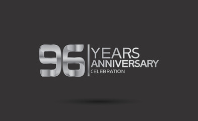 96 years anniversary logotype with silver color isolated on black background. vector can be use for company celebration purpose