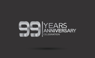 99 years anniversary logotype with silver color isolated on black background. vector can be use for company celebration purpose