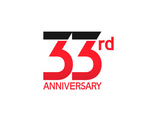 33 years anniversary logotype with black and red combination color isolated on white background. vector for template party and company celebration