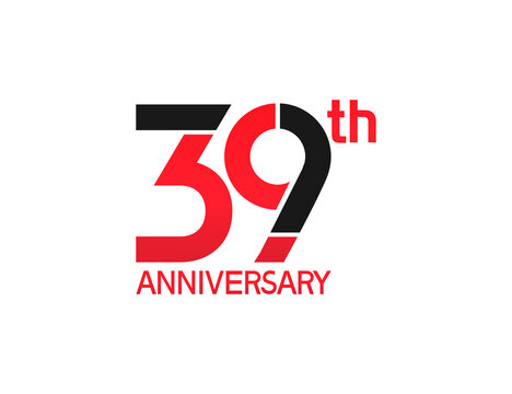 39 years anniversary logotype with black and red combination color isolated on white background. vector for template party and company celebration