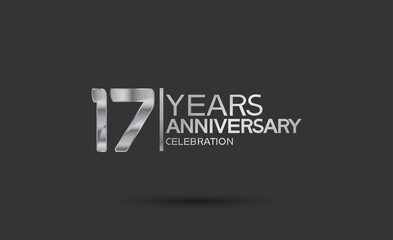 17 years anniversary logotype with silver color isolated on black background. vector for template party and company celebration