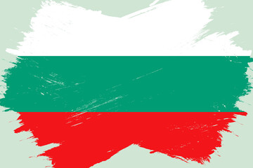 Bulgarian flag, banner with grunge brush. Background in national original colors. Vector illustration.