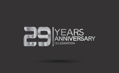 29 years anniversary logotype with silver color isolated on black background. vector for template party and company celebration