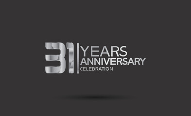31 years anniversary logotype with silver color isolated on black background. vector for template party and company celebration