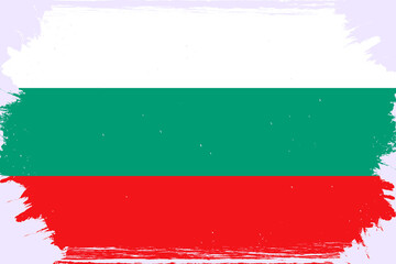 Bulgarian flag, banner with grunge brush. Background in national original colors. Vector illustration.
