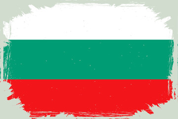 Bulgarian flag, banner with grunge brush. Background in national original colors. Vector illustration.