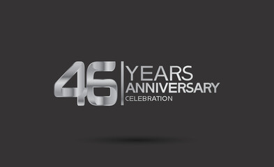 46 years anniversary logotype with silver color isolated on black background. vector for template party and company celebration