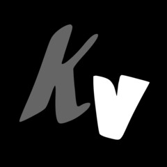 Kv initial handwritten logo for identity