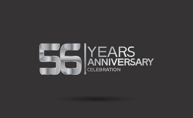 56 years anniversary logotype with silver color isolated on black background. vector for template party and company celebration