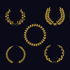 five golden laurel wreaths