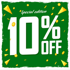 Sale 10% off, poster design template, discount banner, special offer, vector illustration 