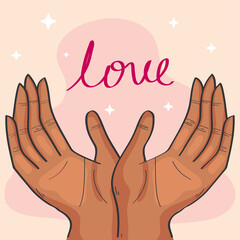 hands lifting love word
