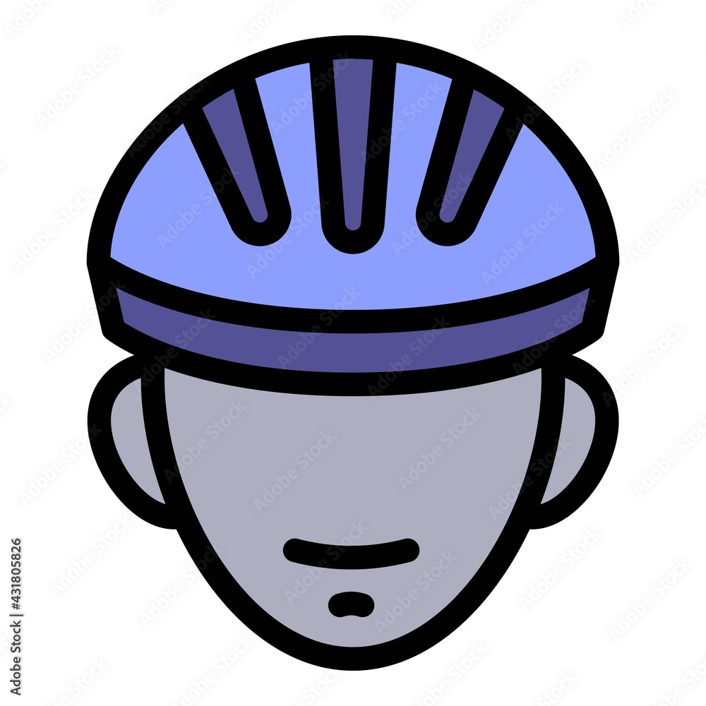 Poster cyclist with helmet icon. outline cyclist with helmet vector icon for web design isolated on white b