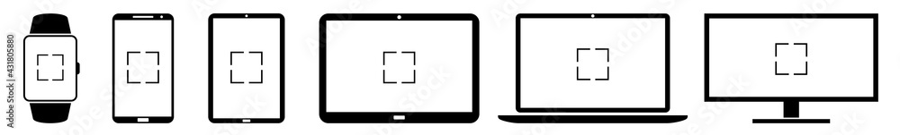 Canvas Prints display fullscreen, full, screen, expand, video, frame icon devices set | web screen device online |