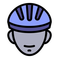 Cyclist with helmet icon. Outline Cyclist with helmet vector icon for web design isolated on white background