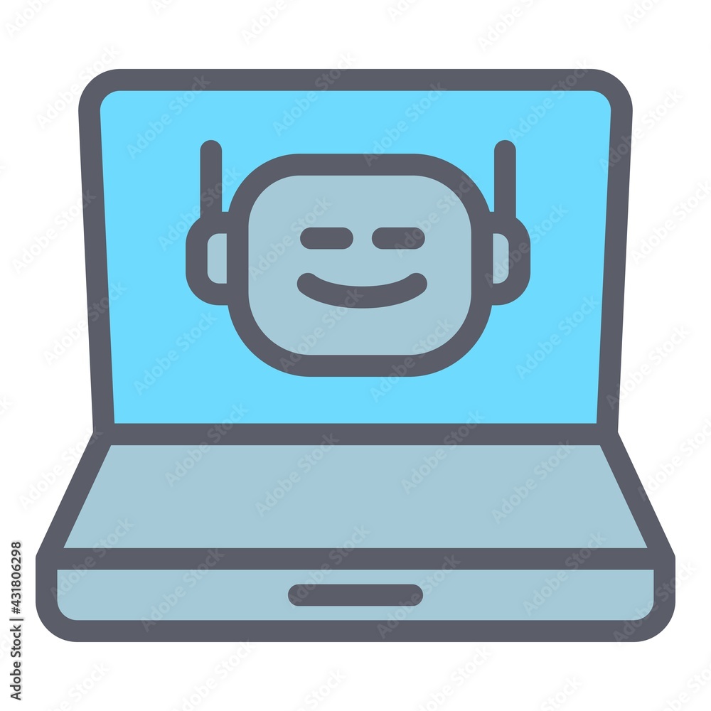 Poster laptop chatbot icon. outline laptop chatbot vector icon for web design isolated on white background