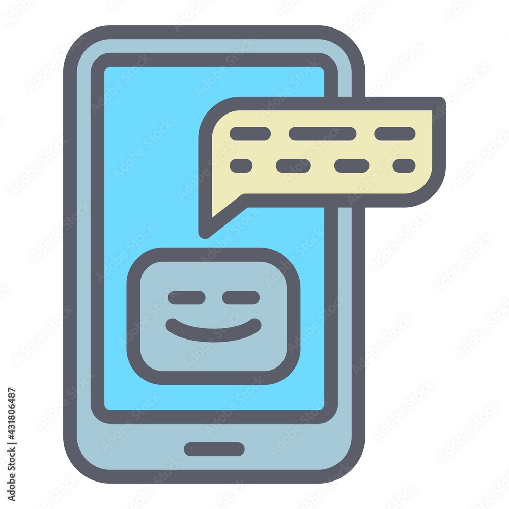 Poster phone chatbot icon. outline phone chatbot vector icon for web design isolated on white background