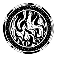 Zendala. Zentangle. Hand drawn circle mandala with abstract patterns on isolation background. Design for spiritual relaxation for adults. Outline for tattoo, printing on t-shirts, posters and other