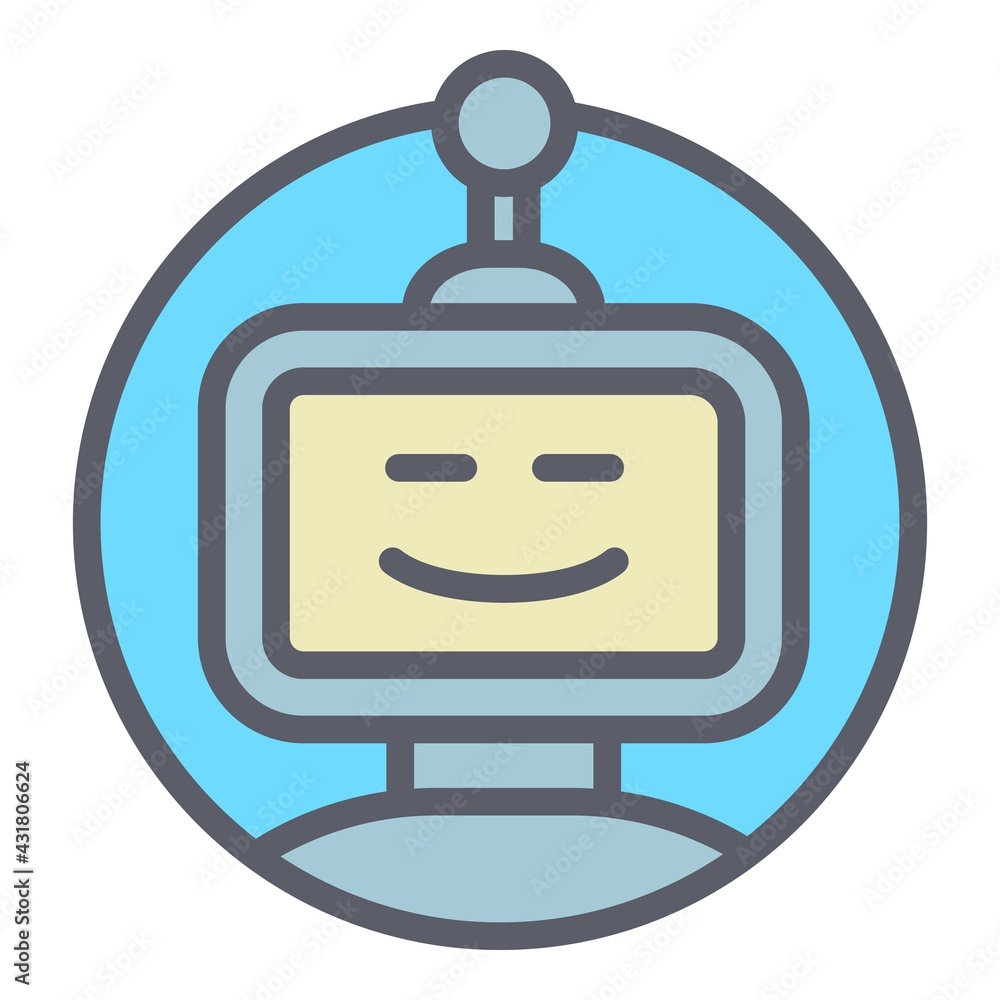 Poster virtual chatbot icon. outline virtual chatbot vector icon for web design isolated on white backgroun