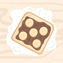 toast with chocolate and bananas