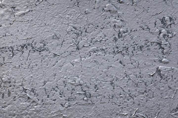 Texture of old peeling grey paint on uneven metal surface. Design element, copy space
