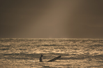 Surfer Sitting in Light