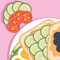 toasts with cucumbers and tomatoes