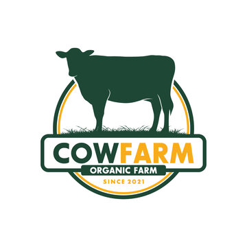 Cow farm Logo. Vintage Cattle Angus Beef logo design vector