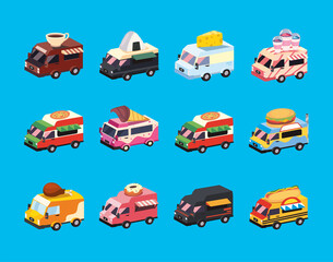 Plakat food trucks icon bundle