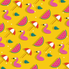 flamingos floats and watermelons