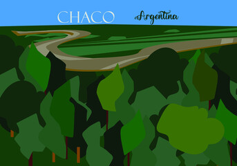 Landscape of the province of Chaco, Argentina. With his name in Spanish.