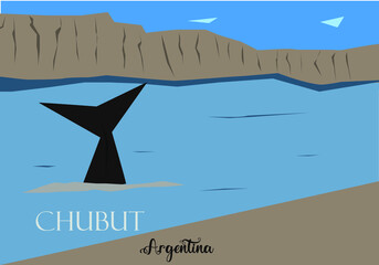 Landscape of the province of Chubut, Argentina. With his name in Spanish